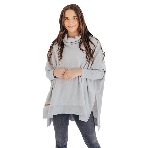 SIMPLY SOUTHERN Leopard Print Turtleneck Poncho Top With Sleeves One Size NWT - Picture 2 of 11